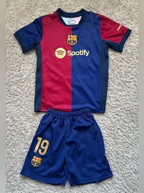 FC Barcelona Kids' Home Soccer Jersey & Shorts - Navy Blue/Maroon